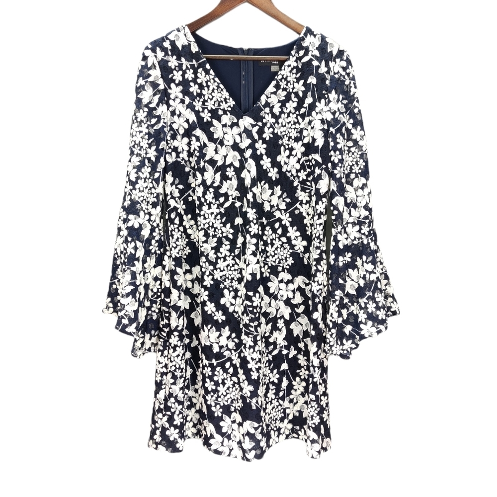 Karl Lagerfeld Paris Bell Sleeve Dress Floral Embroidered Lace 6